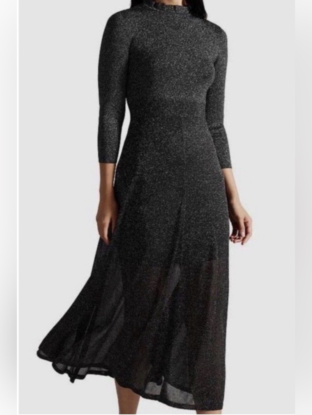 Ted Baker Black Sparkle Long Sleeve Dress